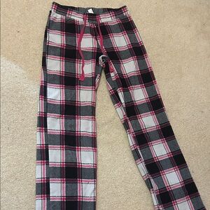 Plaid Pajama Pants - Black, Pink, and White
